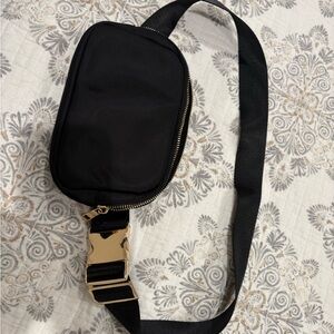 Black Belt Bag with Gold Buckle